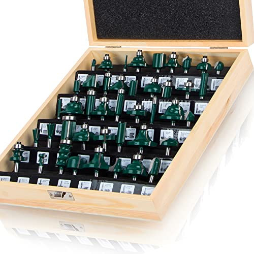 MAYLINE 1/4 Inch Shank Groove Tongue Cutter Router Bit Set 43 PC, Raised Panel Cabinet Door Cutter Panel Round Over Tool, Door Ogee Wood CNC Milling Tool for Woodworking(Silver)