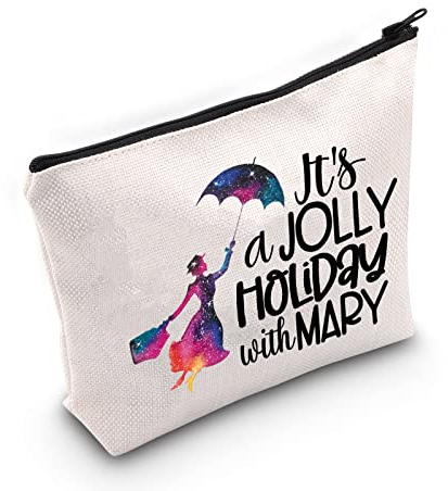 WZMPA Mary Movie Kosmetiktasche, Motiv: Poppin, Regenschirm, Fans, Geschenk It's Jolly Holiday mit Mary Make-up-Tasche mit Reißverschluss für Frauen und Mädchen, Urlaub mit Maria, Passform