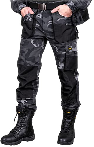 Reis FORECO-T MOB46 Arbeitshosen Männer, Arbeitshose, Schnittschutzhose, Arbeithose Herren, Tarnfarbe Schwarz, 46 Größe