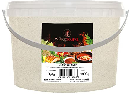 Haussalami – kryddor, kryddberedning för tillverkning av tysk rå korv salami utan tillsatser. PE – hink 1800 g (1,8 kg)
