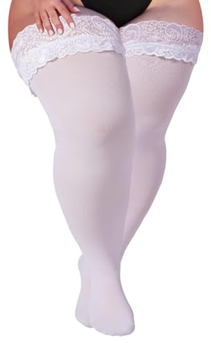 Neoviancia Plus Size Thigh High Stockings Women Sheer Lace Top Stay Up Pantyhose 55D Lingerie Thigh Highs Christmas Stockings