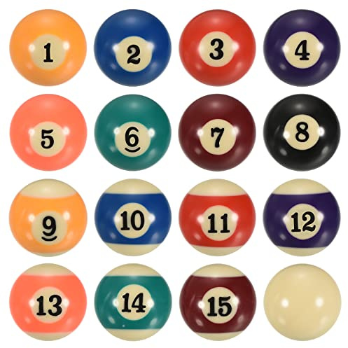 PATIKIL 1-1/2 Inch Billiard Balls Set, Mini Size Billiard Balls Set Pool Balls Complete 16 Balls for 6 Feet Pool Table, Multicolored
