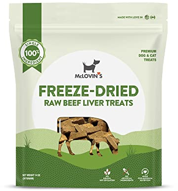McLovin's Pet Freeze Dried Raw Beef Liver Dog Treats and Toppers, 14 oz. - Single Ingredient, Grain-Free, Gluten-Free, High-Protein Treat – Healthy Dog Training Treats