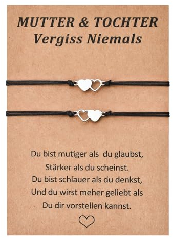 VU100 2pcs Mutter Tochter Armband Mutter Tochter Geschenk Tochter Geschenk von Mama herzförmig Edelstahl verstellbar Mutter Tochter Armband für Mama Tochter Mädchen