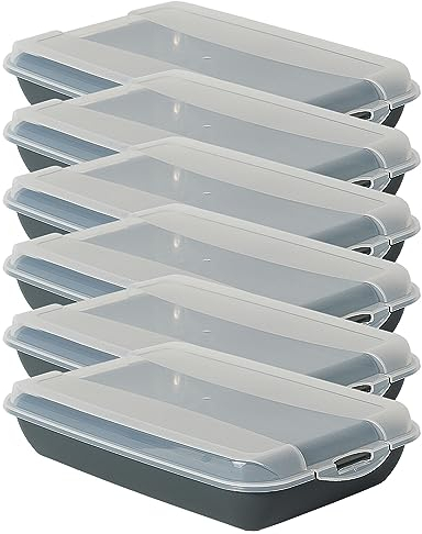 Novaliv 6er-Set Anthrazit Premium Aufschnittbox mit Transparentem Deckel, Frischhaltedosen für Wurst & Käse Maße 25x17x5 cm Kühlschrank Organizer Knäckebrotbox Wohnung must-have Küchen Gadgets