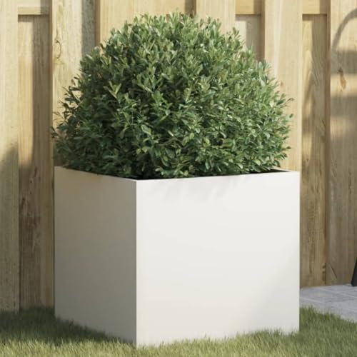 CIADAZ Jardinera de Acero Laminado en frío Blanco 42x40x39 cm, Huerto Urbano Terraza, Jardineras Exterior, Jardineria Maceteros, Mesa De Cultivo, Huerto En Casa - 841549