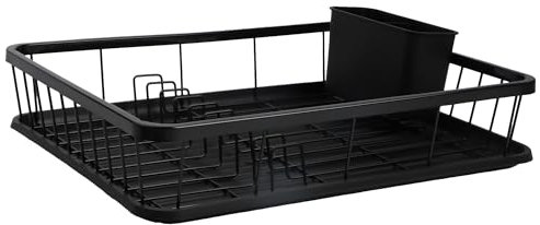 KARL HAUSMANN Scolapiatti da Appoggio - 42x31x12cm - Scola Piatti da Appoggio Sopra Lavandino - Acciaio Inox Scolapiatti da Lavello - Gocciolatoio Piatti - Portapiatti - Piattaia - Nero