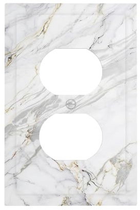 Gnauhuott Outlet Covers Gray Gold Marble Abstract Modern Luxury 1 Gang Duplex Light Switch Cover Plate Decorative Switch Plate Covers Electrical Socket Cover for Bedroom Home Decor
