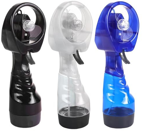 Fan with Water Mist Spray | 3 Pieces Handheld Water Misting Fan | Mist Fans Bottles with 300 ML Tank | Battery Powered Hand Held Spray Fans Misting Sprayer for Home Desktop Outdoors Sports Travel