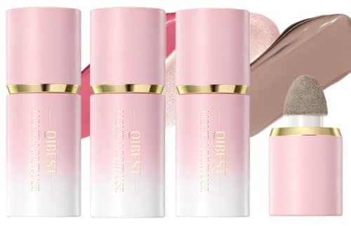 Set de 3 iluminadores y rubores líquidos para contorno, maquillaje de larga duración, natural, ligero, modulable, bronceador, rubor y varita de belleza (Set D)