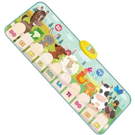 Alfombra Musical - Instrumentos Interactivos con 9 Sonidos De Animales,Alfombra de Piano para Bebés - para Desarrollo, Juego Sensorial Y Gimnasio En Casa De Niños a Partir De 1 Año