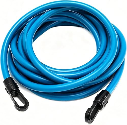 Ncheli Cintura da Nuoto con Elastico 4m, Cintura in Maglia con Fodera in Pile Morbido (Regolabile 55-105cm), Alternativa alla Controcorrente per Piscina, Kit Allenamento con Cinghie e Ganci 360°