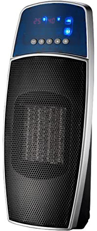 DOMAIR OVOID - Radiateur soufflant céramique - 1500 watts - Télécommande- Thermostat électronique - Anti-basculement et Anti-surchauffe - Noir/Gris