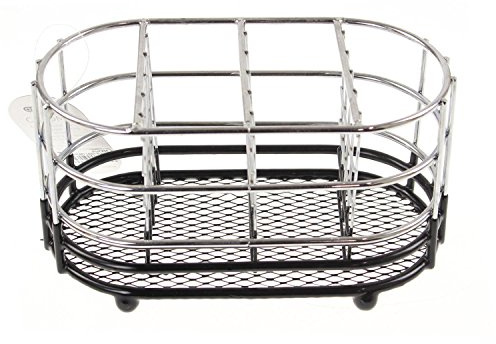 Apollo Utensil Holder Chrome Cutlery Storage Black Plastic Drain Oval Compartments Rack
