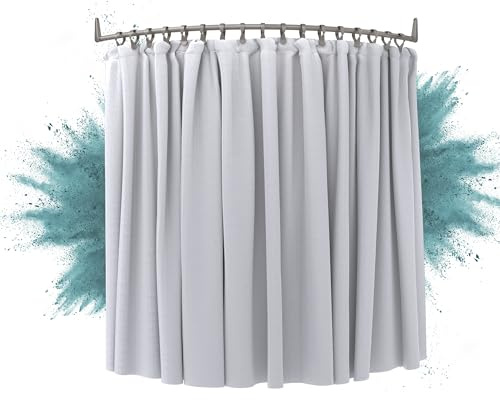 Erica Asta per Doccia Arrotondata, 140x140 cm, Barra per Doccia Curva, Montaggio a Parete, Si sostiene Senza Supporto fissato al soffitto, Rivestimento in Plastica Argento Senza PVC