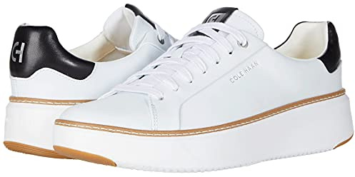 Cole Haan Women's Grandpro Topspin Court Sneaker, Ivory/Black Leather, 9-B US