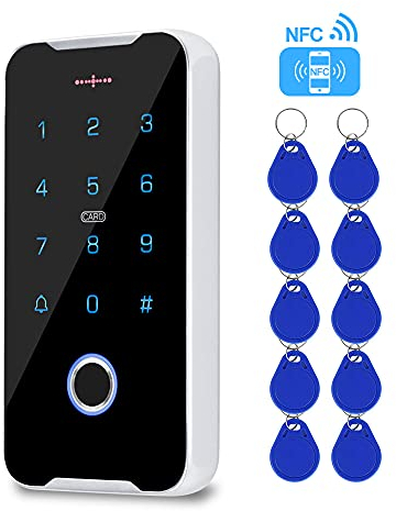 Gaocinys Fingerabdruck-RFID-Zugangskontroll-Tastatur, wasserdichter Metall-Türöffner, 13,56 MHz, IC-Controller, unterstützt NFC-Telefon, Außeneinsatz, WG26