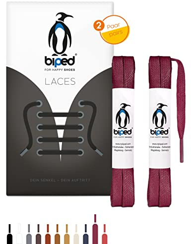 biped LACES 2 paia di lacci cerati piatti - in cotone 7 mm - lacci antistrappo per scarpe in pelle, stivali, scarpe casual e da lavoro z2916(#38 bordeaux,90 cm)