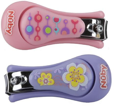 Nuby Baby Care Nail Clippers, 2 Count, Pink/Purple