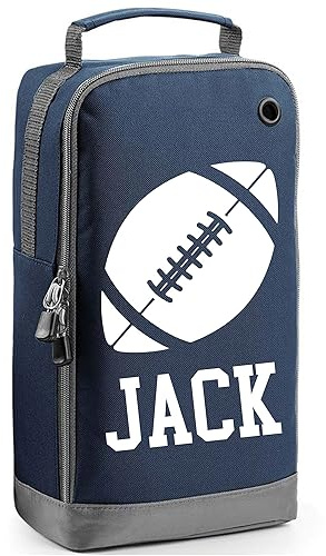 Personalised Rugby Boot Bag Shoe Bag Rugby Player Gift Shoe Sports Bag Personalised with Name Rugby Ball Design Sports Gift Navy