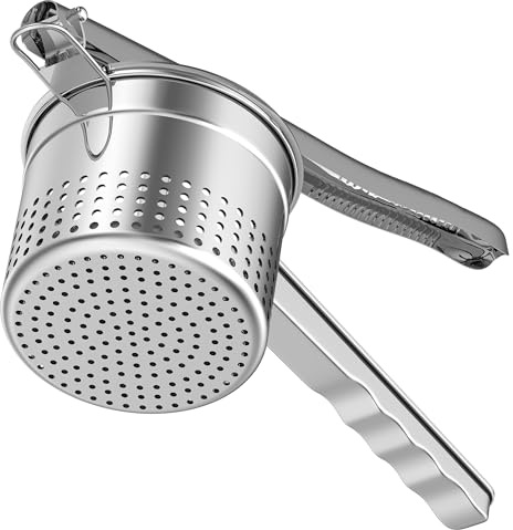 Livilord Potato Ricer, Heavy Duty Stainless Steel Ricers for Mashed Potatoes, Sweet Potato Masher Kitchen Tool with Ergonomic Handle, Spaetzle Maker