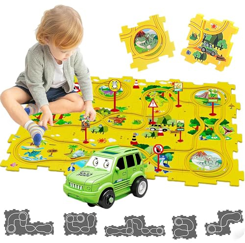 Circuito de carreras con coche, rompecabezas de juguete para niños, regalo a partir de 2, 3, 4, 5, 6 años, 25 piezas