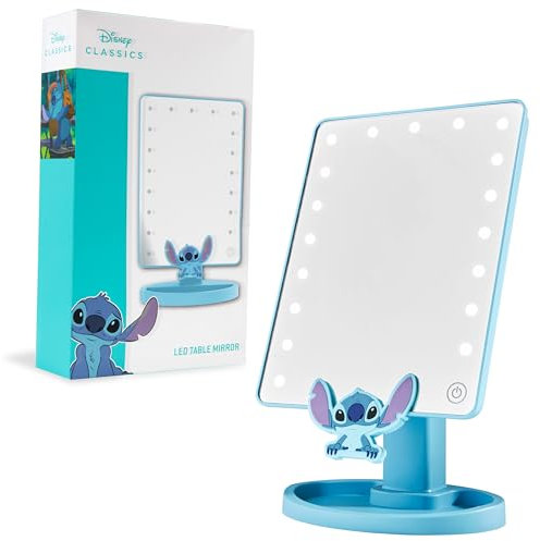 Disney Stitch Miroir de Table LED avec Plateau à Bijoux, Chambre et Voyage - Cadeaux pour Elle