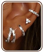 Adramata 4 Pares Pendientes Mujer Chapado Oro 14K Pendientes Aros Oro Plata Pendientes de Aretes Brillante Hipoalergenicos Pendientes Pequeños Tragus Helix Piercing Oreja Pendientes Mujer Plata Oro