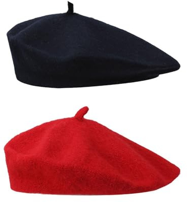 CWPFVQA Pack De 2 Bérets Rétro Français, Bérets Dôme, Chapeaux De Peintre Polyvalents, Chapeaux Élastiques Doux, Adaptés Au Quotidien Et Aux Soirées Dansantes
