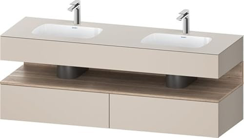Duravit Qatego Einbauwaschtisch mit Konsolenwaschtischunterbau, 1600x550x600mm, Nische Eiche Mamoriert, Doppelwaschtisch, QA4797055910010, Farbe: Taupe