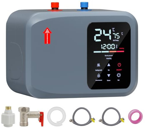 Untertischboiler 10 Liter Niederdruck, Elektrischer Durchlauferhitzer, 230V 1500W Warmwasserspeicher LED-Digitalanzeige Küche Warmwasserboiler, für Küchenspüle, Wachbecken