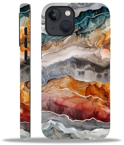 WANKBLC Compatible with iPhone 15 Matte Case, Alcohol Ink Colorful Gradient Waves Pattern for Girl Full Body Design Soft Silicone Drop Shock Scratch Protection