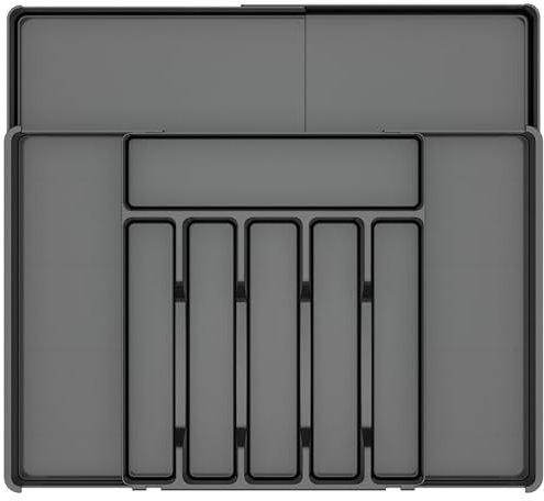 Charmofun Portaposate da Cassetto, Organizer Cucina Espandibile con 9 Scomparti, Nero