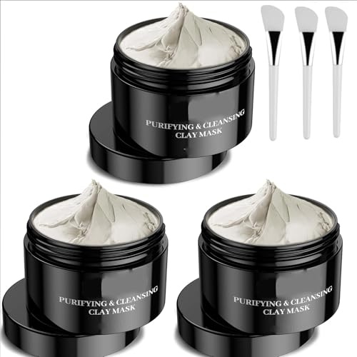 Reinigen der Kaolin -Gesichtsmaske, Reinigung und Reinigung von Tonmaske, Blackhead -Entferner und Ölkontrolle, tiefe Genesungs -Ton -Gesichtsmaske, Peeling und Porenreiniger (3pcs)