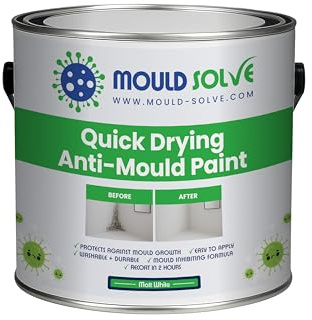 Mould Solve Anti Mould Paint 2.5L – Matt White. Quick Drying, Washable & Durable. Anti-Condensation Formula. Protects Against Black Mould Growth. For Bathrooms, Kitchens & Ceilings. Easy Application