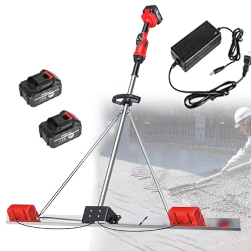 Kit vibrante per massetto in calcestruzzo, strumento di finitura del calcestruzzo, 2 righelli vibranti per livellamento del calcestruzzo alimentati a batteria, macchina vibrante per la finitura 1.8M
