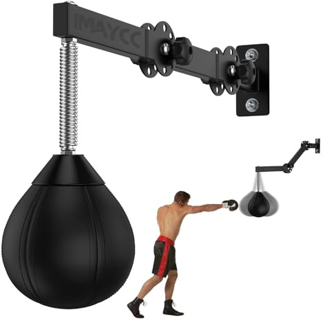 Sac de boxe, support mural réglable en hauteur et pliable, sac de réflexe, équipement de boxe anti-stress, cadeau pour hommes, adultes, adolescents et enfants, convient pour l'entraînement à la maison