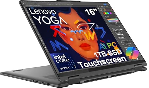 Lenovo Yoga 7i 2-in-1 16 Copilot+ Extra-Long Battery Life 16 WUXGA FHD+ Touch Display 16GB Memory 1TB Storage Intel Core Ultra 7 155U 12-core Processor Windows 11 Home, Gray