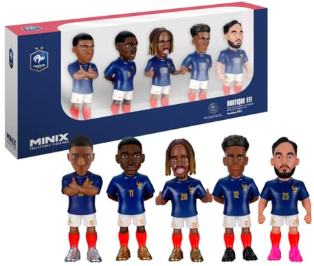 MINIX – Fotbollsstjärnor – världsmästerskap – pack – Frankrike – 5 figurer – samlarfigur 7 cm (Mbappé, Dembelé, Barcola, Doué, Cherki) | Mbappe Dembele Barcola Doue Cherki, 7 cm samlarfigurer