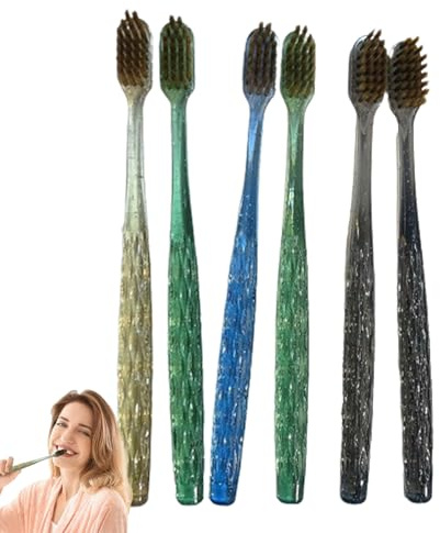 Manuella Tandborstar Borsthår Hygienrengöring | 6 Stycken Tandborstar med Ergonomiskt Handtag För Män Kvinnor Äldre Daglig Användning och Resor Badrum Kontor Toalett och