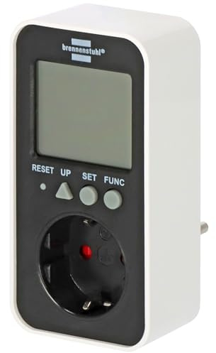 Brennenstuhl Ecolor Energiemessgerät ECL EM-2 (Strommessgerät/Stromzähler Steckdose mit erhöhtem Berührungsschutz, Energiekostenmessgerät mit 2 individuell einstellbaren Stromtarifen)