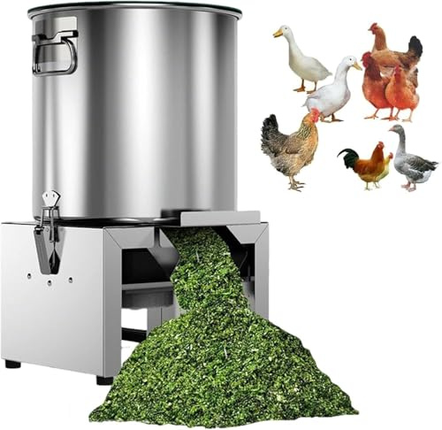 RoyceBee Picadora de Verduras Eléctrica 1800W, 3500 RPM, Trituradora de Cereales y Forraje, Producción 50-120 kg/h, Regulación de Fineza, para Gallinas Camperas, INOX