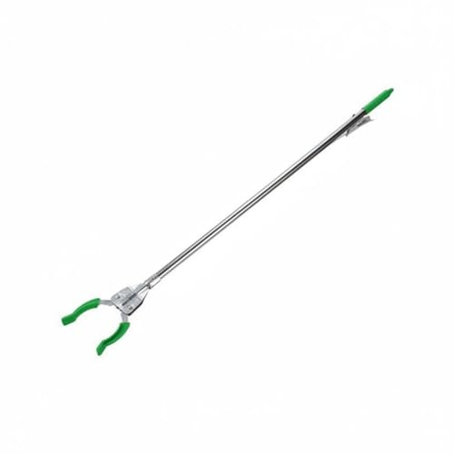 Almencla Recogedor de Basura Pinza Ergonomía Mango Extensible Gancho de Alta Fricción Fácil Sujeción Adecuado para Espacios Públicos con Necesidades Especiales, Verde, Cabeza Plástica 90CM