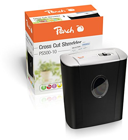Peach Partikelschnitt Aktenvernichter - 5 Blatt - 11 Liter / 80 DIN A4-4 x 28 mm Partikelgröße (P-4) - DSGVO konform - PS500-10