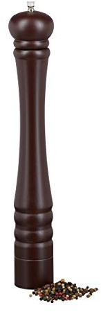 Relaxdays Set of 2 Wooden Pepper Mills, Ceramic Grinding Mechanism, Large, Size: 40 x 6 x 6 cm, Classic Design, Brown