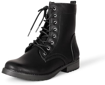 Amazon Essentials Stivali da combattimento da donna, con lacci, neri, 36
