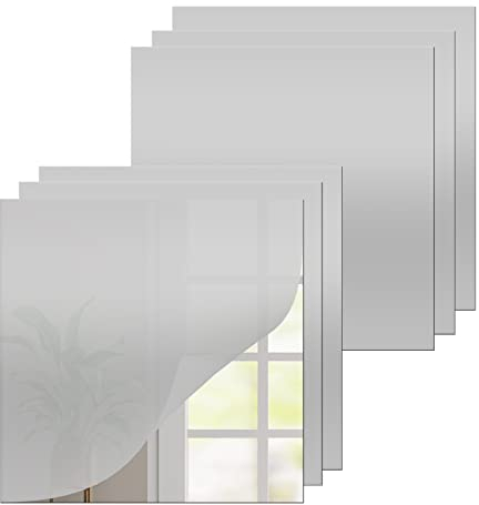 SETROVIC Set di 6 piastrelle a specchio, autoadesive, 30 x 30 cm, per soggiorno, da parete, piccolo specchio adesivo da incollare, per armadio, bagno