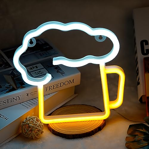 LED Leuchtreklame Bier LED Neonlicht Zeichen Licht Neonlicht 3D Wanddeko Batterie Oder USB Powered Weißes Gelbes Neonschild für Bar Pub Nachtclub Store Weihnachten Festival Party Sign