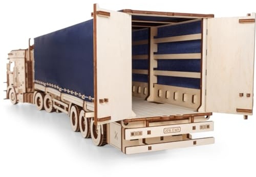 EWA Eco-Wood-Art-Il Kit di Costruzione “Trailer for Road King (Tilt)” è Un Modello Progettato per Essere assemblato Senza l'uso di Colla, Colore Naturale