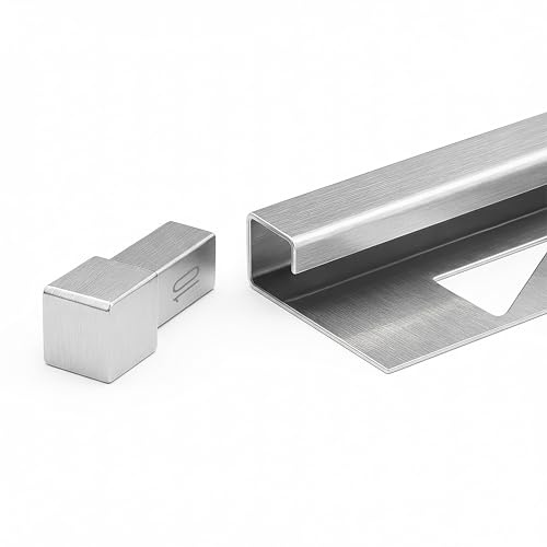 Capo per guida piastrelle profilo quadrato angolo V2A acciaio inox spazzolato altezza 8mm 10mm 11mm angolo interno & esterno profilo piastrelle (10 mm)